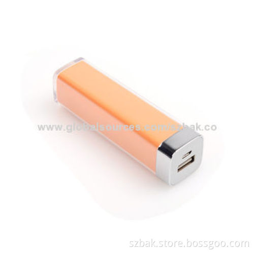 Promotional OEM Logo Lipstick Li-ion Battery Cell Power Bank, 2,200mAh Capacity, 5V/1A Input